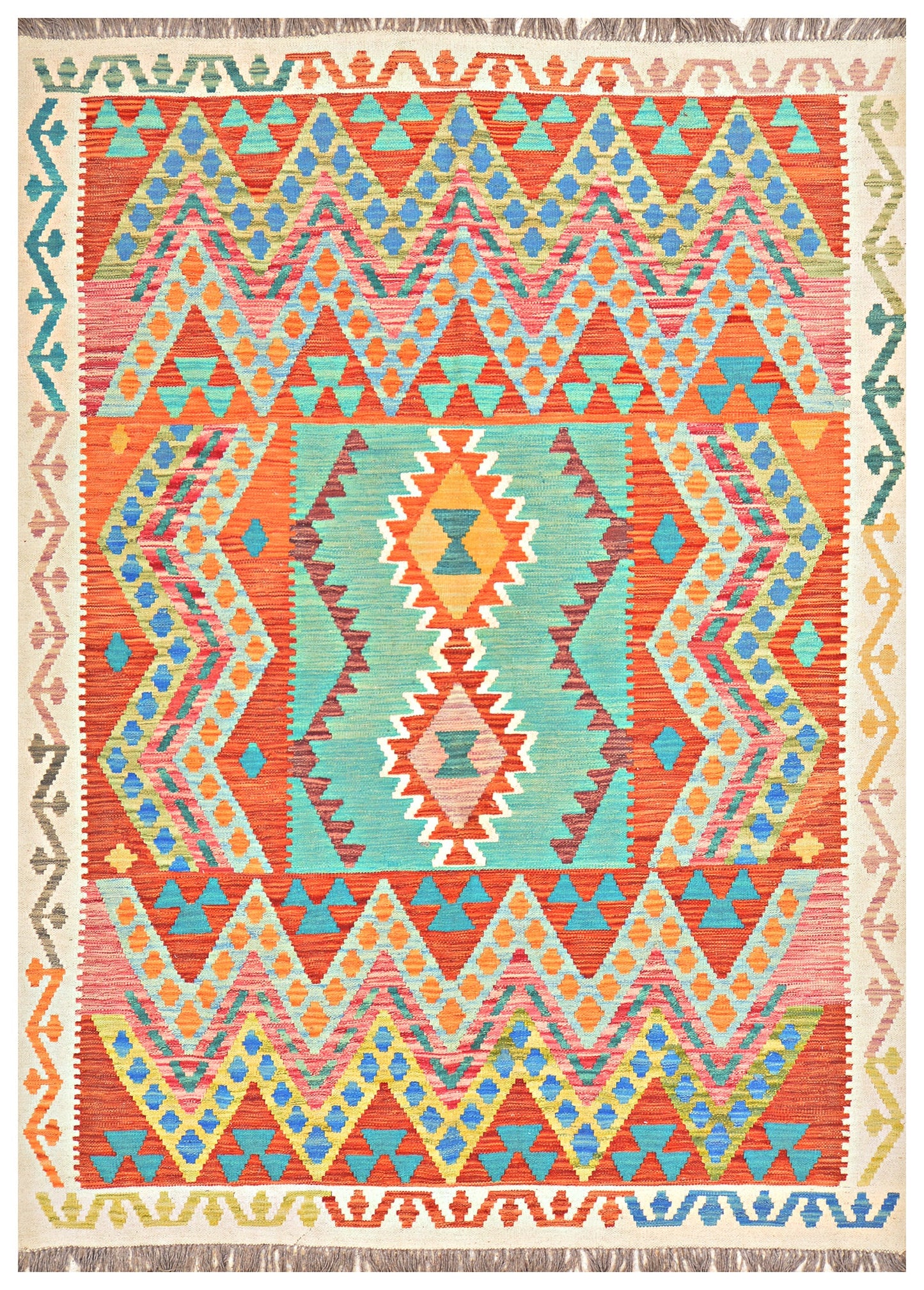 Afghan Kilim - 8x5.5 ft