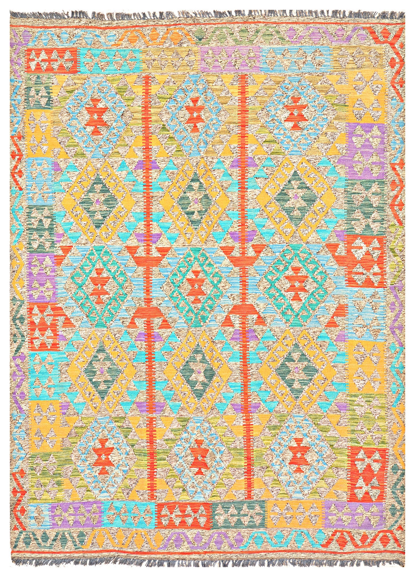 Afghan Kilim - 8x5.5 ft