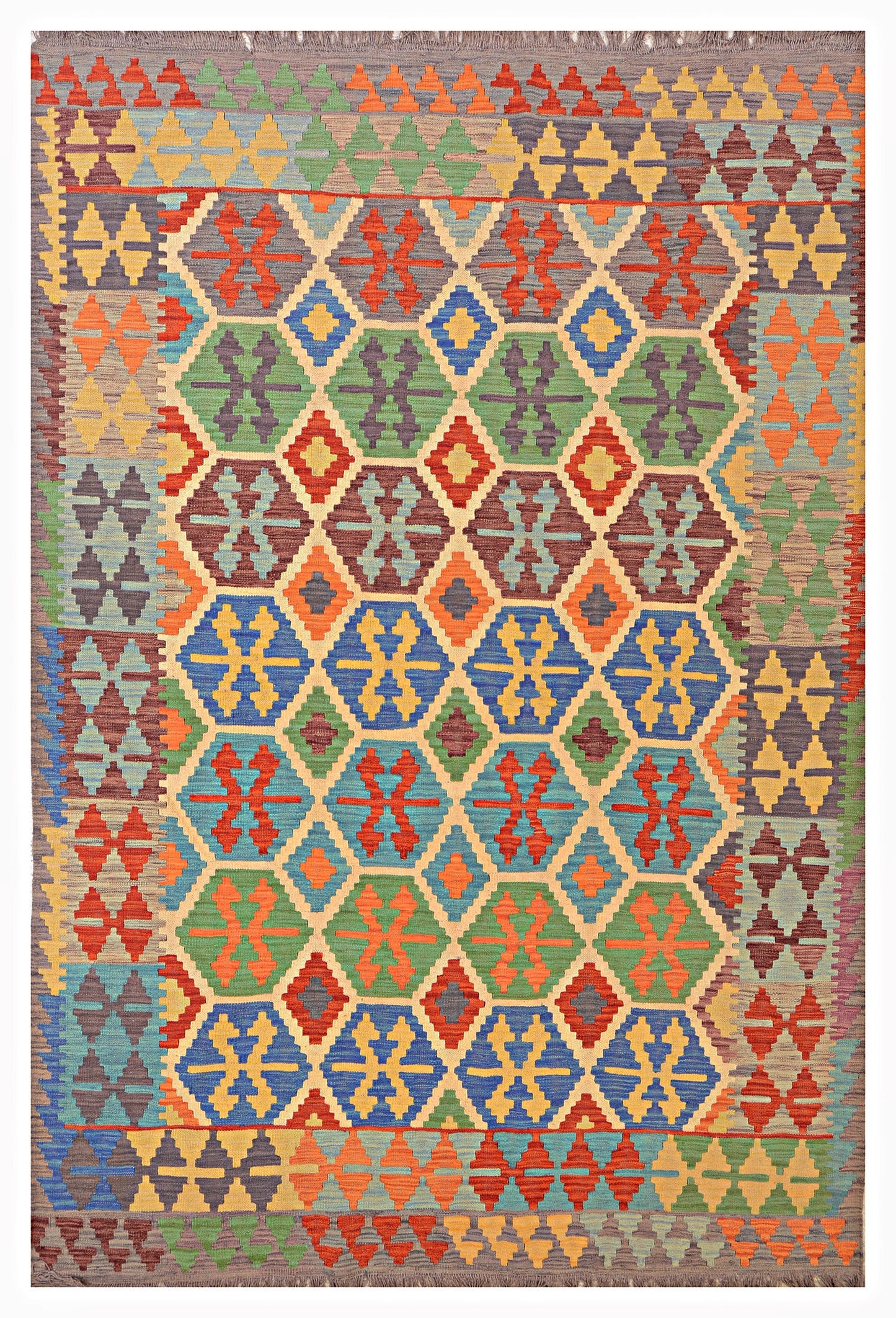 Afghan Kilim - 6.5x10 ft