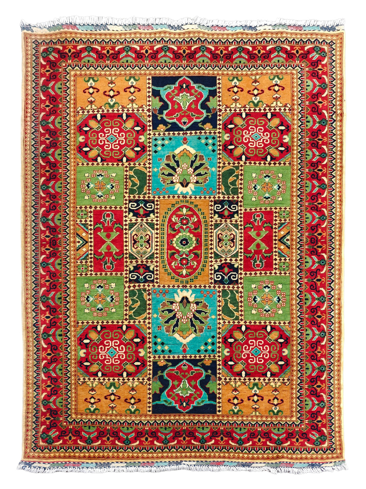 Afghan Bakhtiyari Hand-Knotted Wool Rug - 5x7 ft