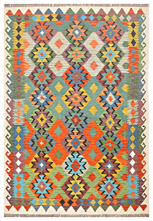 Afghan Kilim - 8x5.5 ft