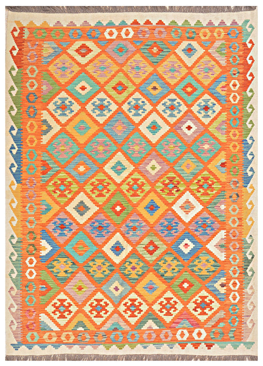 Afghan Kilim - 8x5.5 ft