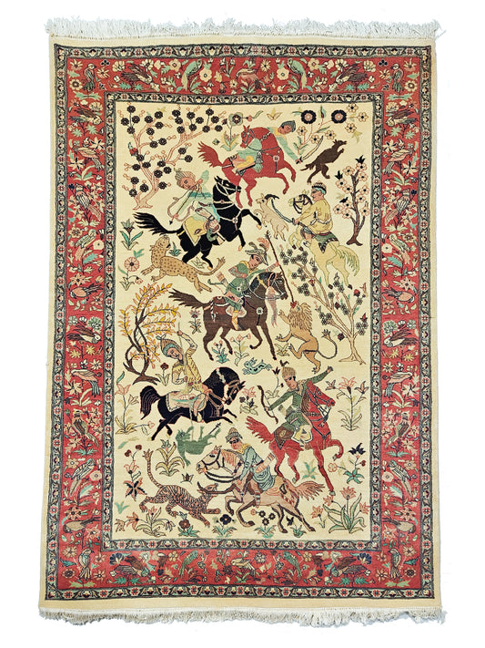 Shikargah Double knot Rug - 6x4 ft
