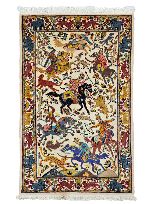 Shikargah Hunting Pictorial Rug - 6x4 ft