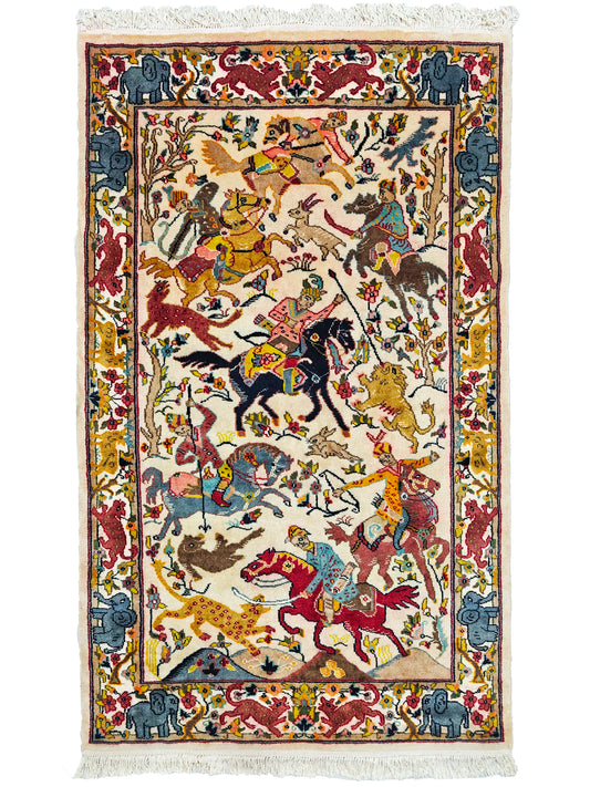 Shikargah Hunting Pictorial Rug - 6x4 ft
