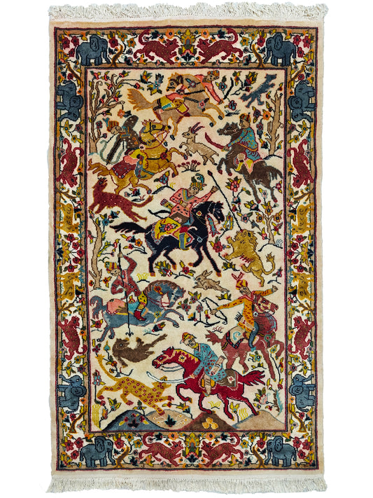 Shikargah Hunting Pictorial Rug - 6x4 ft