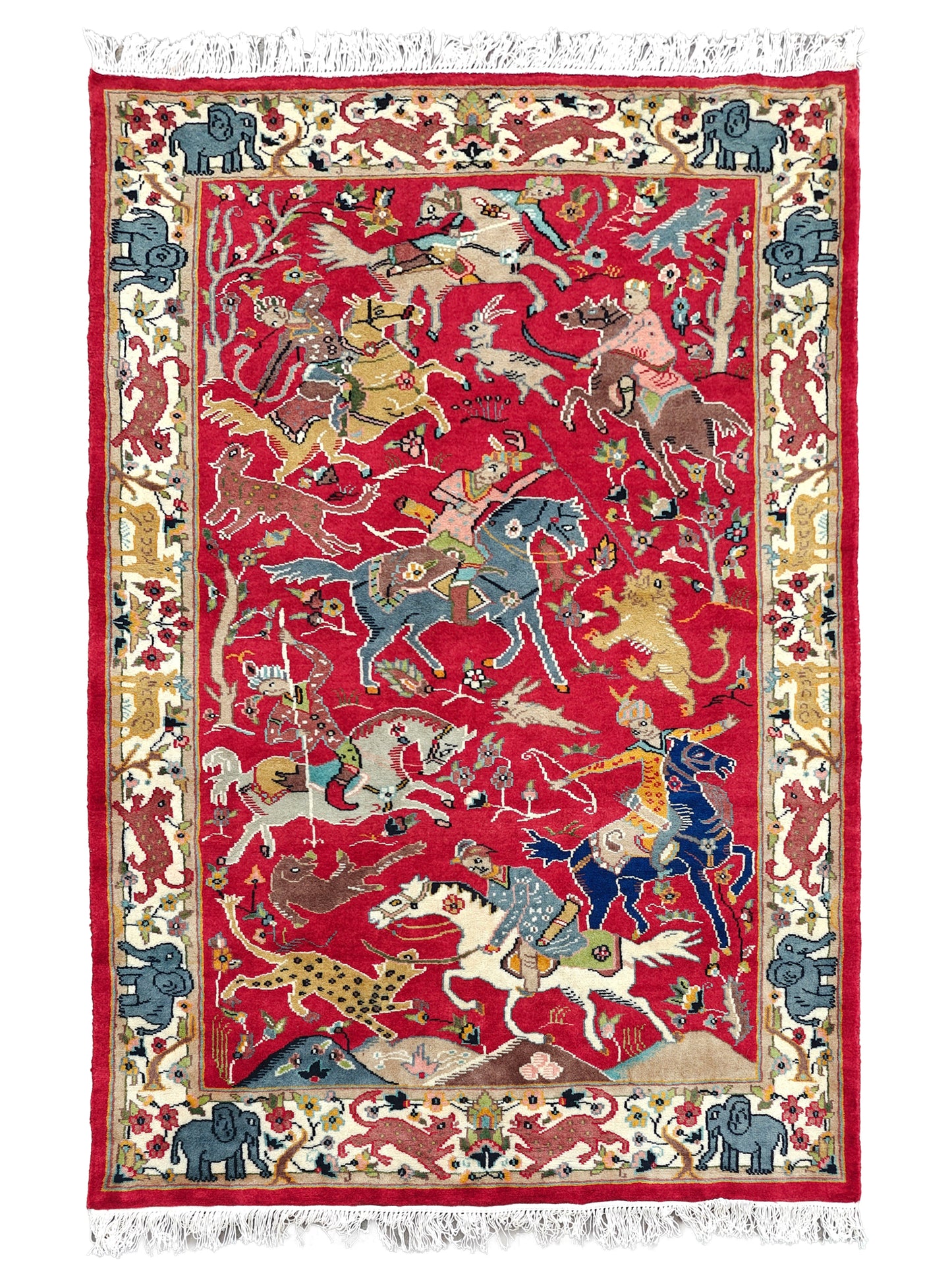 Shikargah Hunting Pictorial Rug - 6x4 ft