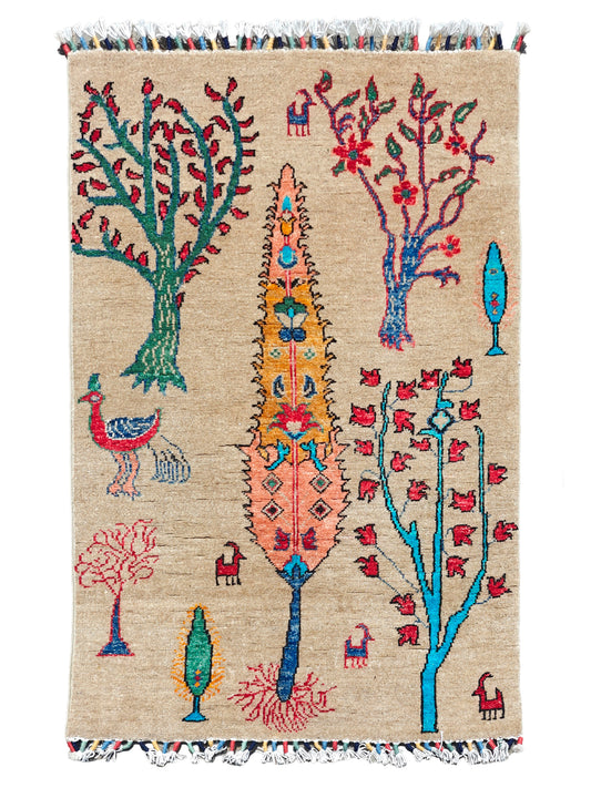 Afghani Pictorial Gabbeh Style Rug 2.5x4 ft